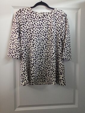 Women's Ivory and Black Polka Dot Top Short Sleeve Size Small By Alfani